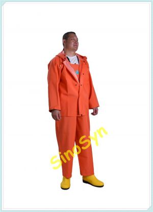 FQ60 Knit Fabric PVC Multifunctional Chemical Protective Split Suit 60dmm Orange