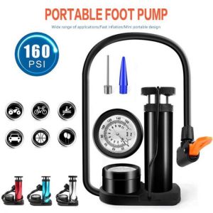Portable Air Pump Hand Mini Bicycle Pump Cycling Tire Air Inflator Foot pump Valve Ball Needle Hose MTB Accessories Bike Pump