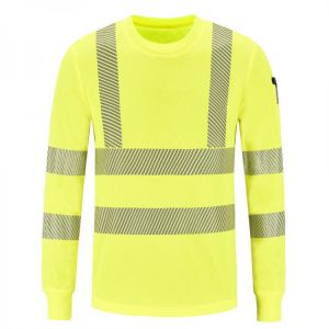 AYKRM Fluorescent High Visibility Shirts Reflective Safety Polo t-Shirt Long Sleeve Hi Vis Vest Quick Dry Construction Work