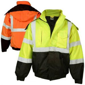 Autumn/Winter Zipper High Visibility Waterproof Bomber Jacket With Rip Stop Safety Workwear Clothing Reflective Working Clothes