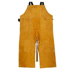 Leather Welding Apron Split Leg Heavy Duty Spark Flame Heat Resistant Bib Apron Safety Welding Chaps Protection Apparel