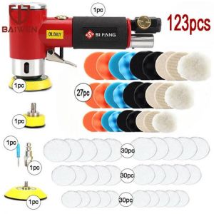 BW Orbit Air Sander Car Polisher Sanding Machine Pneumatic Polishing Grinder With 2/3 Inch Polishing Pad Sponge Disc Set