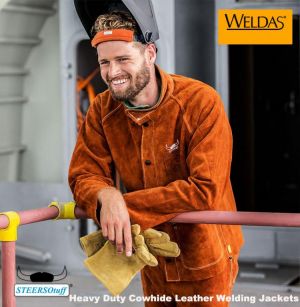 FR Welder Clothing Cowhide Weldor Apron Fire Proof Coverall Heavy Duty Flame Retardant Cow Leather Welding Work Jackets