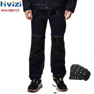 Mens Safety Work Pants Overalls Men Workwear Trousers Coveralls Cotton Muliti Pockets Work Clothes Wear-resisting With Knee Pads