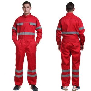 100% cotton red mechanic overalls men repairman work wear work clothes for men workwear with reflective stripes