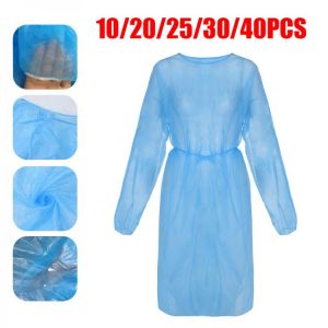 10-40PCS Disposable Coverall Gown Protective Suit Isolation Work Clothing Anti-Spitting Anti-Oil Stain Non-Woven Nurse Uniform