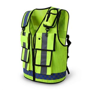 2021 Safety Vest Traffic Warning Road Fluorescent With Pocket High Reflective Vest Breathable Adjustable Safety Equipment Vest