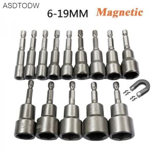 6mm-19mm impact Socket Magnetic Nut Screwdriver 1/4 hex key set Drill Bit Adapter for Power Drills Impact Drivers Socket kit
