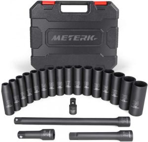 20Pcs 1/2" Drive Deep Impact Socket Set Drive Metric Wrench Socket Deep Impact Socket Pneumatic Wrench Head Tire Removal Tool