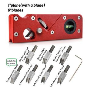Hand Plane Woodworking Chamfering Trimming Planer 45 Degree Bevel Edge Corner Planer Blades Kit Carpenter Wood Flattening Tools