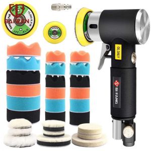 63Pcs 2/3inch Mini Air Sander Random Orbit Sanders 90 Degree Pneumatic Polisher Polishing Machine for Auto Body Work Power Tools