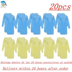 20PC Disposable Protective Coveralls Non-woven Isolation Clothing Universal Anti-Spitting Anti-Stain Nursing Gown Hazmat Suit A5