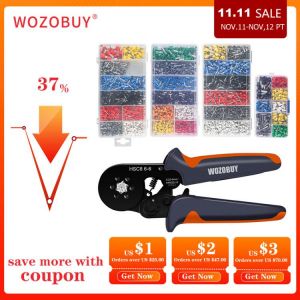 Hexagonal Sawtooth Self-Adjustable Ratchet,Ferrule Crimping Tool Kit, Crimper Kit with 400/800/1200/1800/1900pcs Wire Terminals
