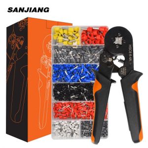 HSC8 6-4A ferrule Crimping Pliers 0.25-10MM² wire crimper tool Wire Stripper Hand Ferrule Crimp set Plier KIT With1200 Terminals