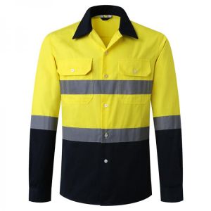 100% cotton Reflective Shirt For Men Workwear Hi Vis shirts Safety Clothing Working Clothes