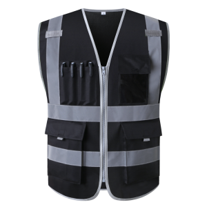 Hi Vis Workwear Safety Reflective Vest Construction Building Vest Safety Clothing Work Vest Multi Pocket Black Vest Plus Size