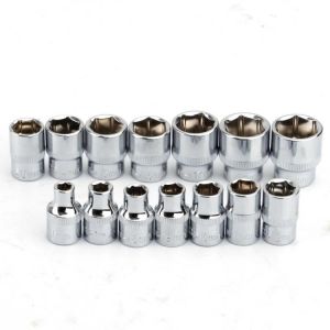 14Pcs 3/8" Drive Socke Set 6 7 8 9 10 11 12 13 14 15 16 17 18 19mm Socket Wrench Set 6 Point Socket Bit Adapter Car Repair To
