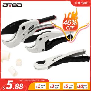 DTBD PVC Pipe Cutter 36mm 42mm 64mm Aluminum Alloy Body Ratchet Scissors Tube Cutter PVC/PU/PP/PE Hose Cutting Hand Tools
