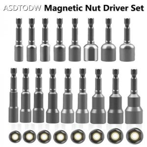 impact Socket Magnetic Nut Screwdrive Power Nut Driver Drill Bit Set 1/4” Hex Socket Adapter Bolt Drivers Repairing Tool Kit