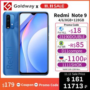 Global ROM Xiaomi Redmi Note 9 4GB 128GB Smartphone 6000mAh Battery 6.53" FHD+ Display Snapdragon 662 Octa Core 48MP Camera