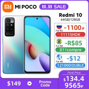 all in one place טלפונים סלולרים Global Version Xiaomi Redmi 10 64GB / 128GB Cellphone 50MP Quad Rear Camera 90Hz DotDisplay 5000mAh MediaTek Helio G88 Octa Core