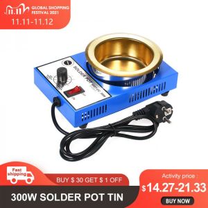 220V 300W Solder Pot Tin Melting Furnace Thermoregulation Soldering Desoldering Bath 100/80/50/38mm 200~450 Centigrade EU Plug