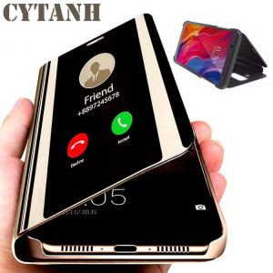 Smart Window Case for Iphone 7 8 6 6S Plus 11 12 Pro max Mini Plating Mirror Book Flip Stand Case XS Max XR XS X Full Protection