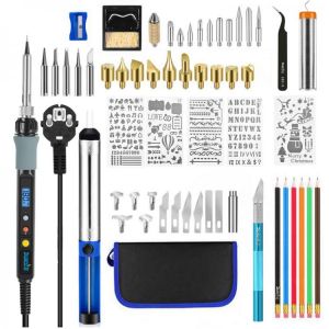 60W/80W Electric Soldering Iron Kit Wood Burning Embossing Welding Pen Set Adjustable Temperature Carving Pyrography Tools