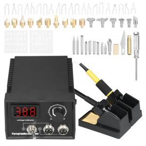 2in1 Digital Pyrography Wood Burning Station/kit Electric Gourd Wooden Pyrography Machine (Detailer+Solid-Point) Crafts Tool Set