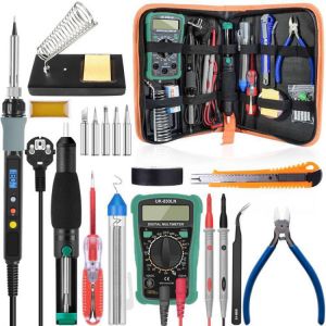 220V 80W Electric Digital Soldering Iron Adjustable Temperature LCD With Multimeter Iron Tips  Desoldeirng Pump Welding Tool