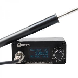 QUICKO MINI T12 Soldering Station STM32/CKS OLED T12 Soldering Iron Tips T12-P9 Handle Welding Tools Aluminum Alloy Case