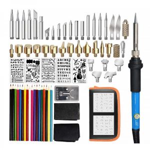 220V 60W EU/US/AU Plug Adjustable Soldering Iron Carving Pyrography Tool Soldering Welding Tips Kit Wood Embossing Burning Set