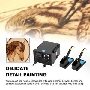 Soldering Iron Wood Burner Adjustable Temperature Digital Pyrography Dual Pen Burning Machine Gourd Wood Crafts Soldering Kit
