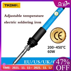 TKDMR 60W electric soldering iron kit set temperature adjustable 220V 110V welding tool ceramic heater soldering iron tip repair