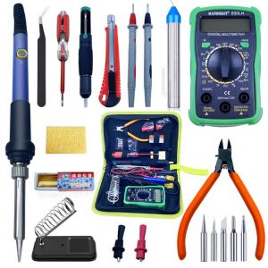 High Quality 21pcs Electric Soldering Iron Tools Kit Bag 110v/220v Portable Temperature Adjustable Welding Pen 60w for Sale