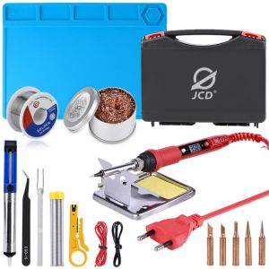 soldering iron Plastic box set temperature adjustable 220V 80W Welding rework tools kit with ESD Heat Insulation Working Mat