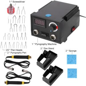 60W Pyrography Machine Improved Wood Burning Kit Adjustable Temperature Control For Wood, Leather And Pumpkin Digital Display
