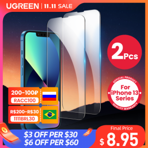 UGREEN 2PCS Phone Screen Protectors For iPhone 13 Pro Max Tempered Glass Film For iPhone 2021 Full Cover Screen Protector Glass