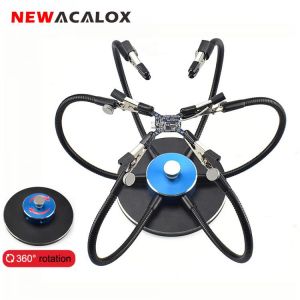 NEWACALOX Soldering PCB Holder Welding Station 360 Degrees Rotating Chassis Solder Helping Hands Third Hand Repair Tool