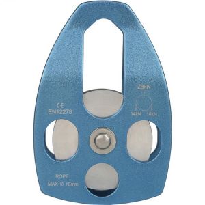28kN Rescue Pulley Single/Double Sheave with Swing Plate, Aluminum Rescue Pulley for Tree Climbing, CE/ EN12278, Black, Blue
