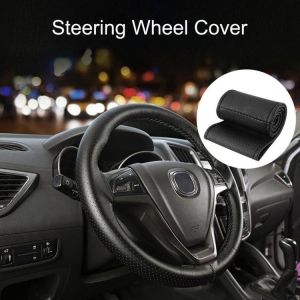 PU Leather Car Auto Steering Wheel Cover  With Needles And Thread Artificial Leather Skidproof  Vehicle Cover Fit