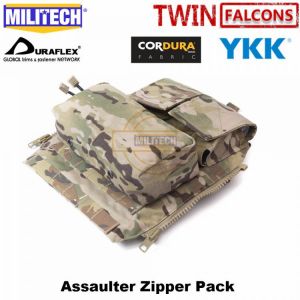 MILITECH TWINFALCONS TW 500D Delustered Cordura Back Pouch Zip-On Panel for JPC CPC AVS Military Molle Add On Zipper Pack