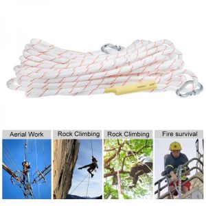 20M/64ft Outdoor Climbing Rope Safety Rope Reflective Rope Afloat Escape Rope with Double Carabiners Fire Rescue Rope