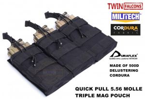 MILITECH TWINFALCONS TW Delustered Hypalon Triple M855 Open Top Mag Bag MOLLE Magazine Pouch Military Combat 5.56 x 45 Storage