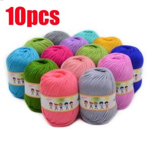 10pcs Hot Sale Multi Color Cotton Silk Knitting Yarn Soft Warm Baby Yarn for Hand Knitting Supplies 500g/lot