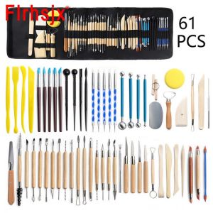 61pcs/set Clay Tools Sculpting Kit Sculpt Smoothing Wax Carving Pottery Ceramic Polymer Shapers Modeling Carved Ceramic DIY Tool