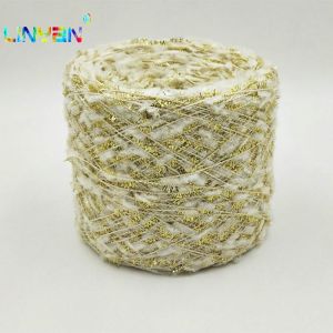 100g*1 piece Gold and white toothbrush yarn hand knitting Crochet knitting yarn for knitting wholesale weave knitting yarn t4