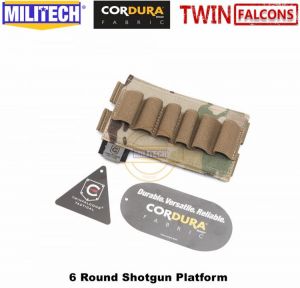 MILITECH TWINFALCONS TW 500D Delustered Cordura Molle 6 Rounds Buck Shotgun Shell Platform Ammo Pouch Elastic Band Ammo Base