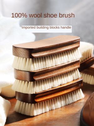 Wool solid wood shoe brush advanced ultra-soft hair does not hurt shoe oil brush shoes cleaning leather bag special