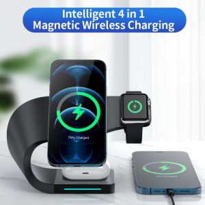 15W 3 in 1 Magnetic Qi Fast Wireless Charger For  Iphone 11 12 Mini Pro MAX For Apple Watch AirPods Por 2021 Creativity